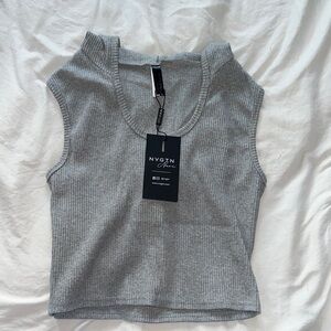 NVGTN Gray Fitted Crop Tank Top